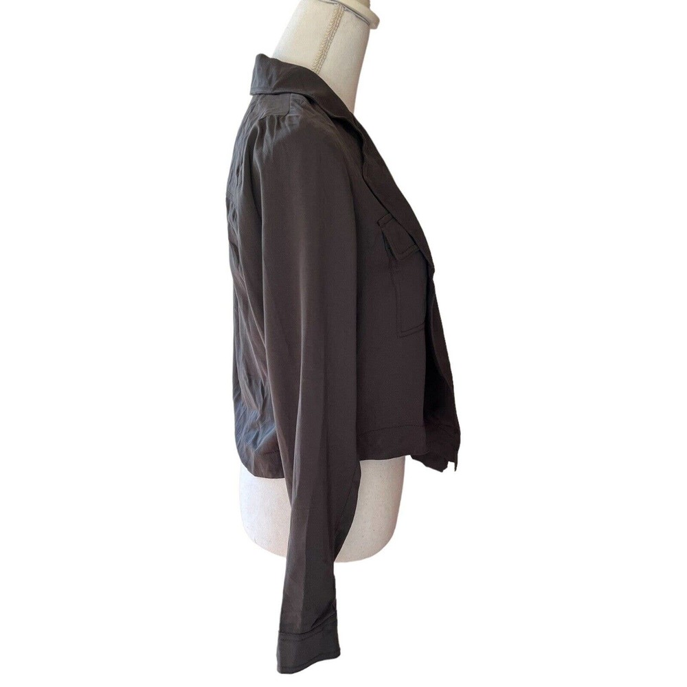 NWT Laurie Felt Dark Gray Tencel Open Front Oversized Cropped Blazer Sz XS - Picture 3 of 7